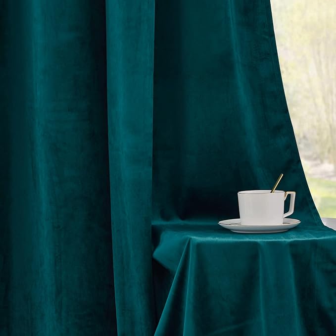 RYB HOME Velvet Curtains 102 inches Long, Back Tab Room Darkening Noise - Image 7