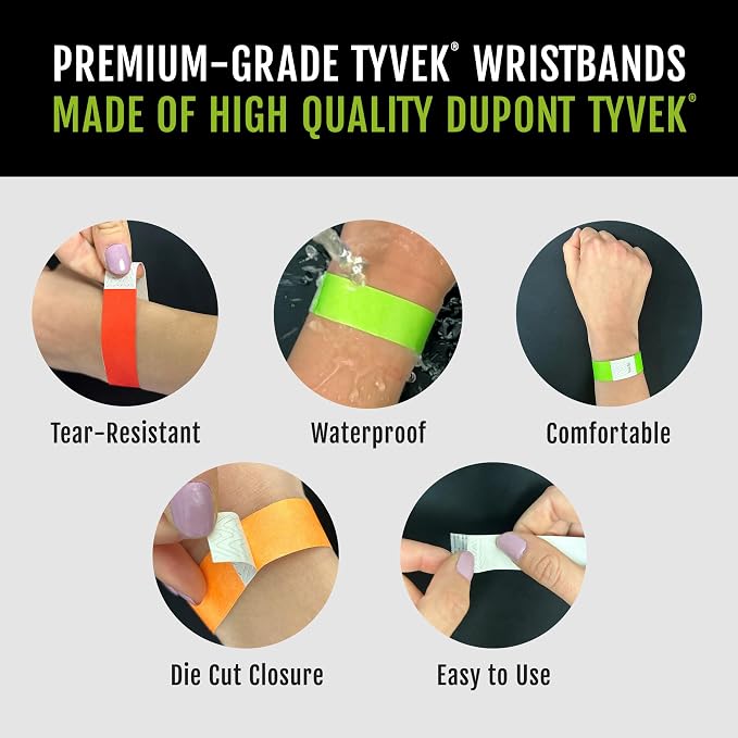 1, 200 WristCo Neon Red Tyvek Wristbands - Image 3
