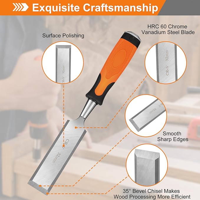KINGBRO 6 Pcs Wood Chisel Sets, Wood Chisels - Image 3