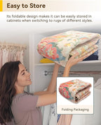Area Rugs 6'x9' Washable Non-Slip, Floral Vintage Distress Print Pattern - Image 7