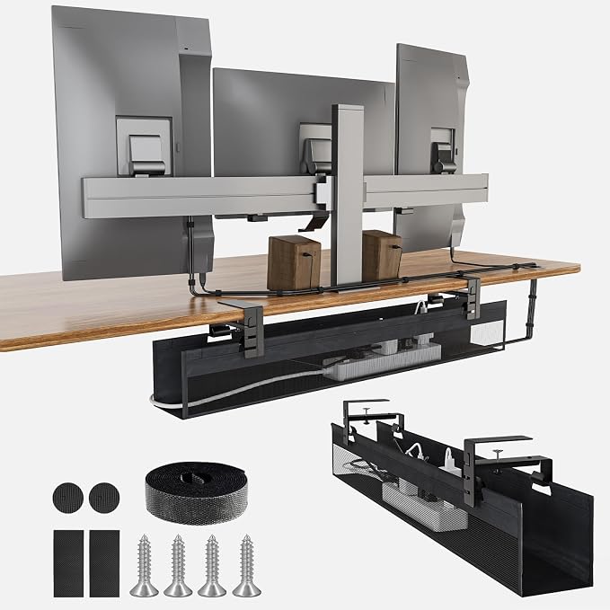 No Drill Under Desk Cable Management Tray, Nonkky Cable Management Under Desk by NONKKY