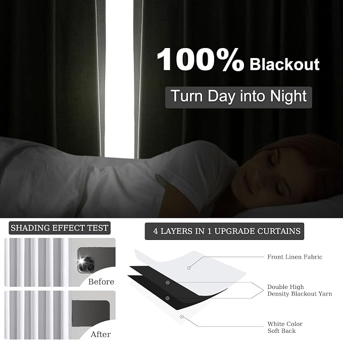 Topfinel White 100% Blackout Curtains 84 Inch Long 2 Panels Set, Pinch Pleat - Image 2