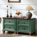 Farmhouse Nightstand Set of 2 for Bedroom, Mid-Century Low Nightstands by SAVORLIFEFurniture