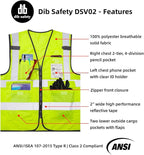 Dib Safety Vest Reflective ANSI Class 2, High Visibility Vest - Image 4