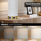 26" White Table Lamps for Living Room Set of 2, Ceramic Bedroom Lamps for - Image 3