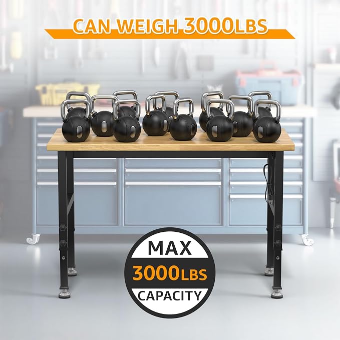 48" Adjustable Workbench, Heavy-Duty Work Table, 3000 LBS Load Capacity - Image 6