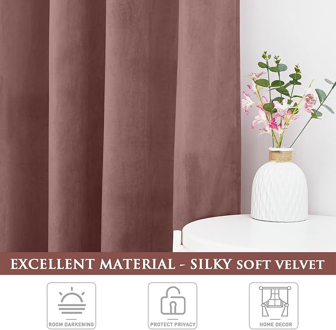 StangH Wild Rose Pink Curtains for Kids Bedroom, Elegant Soft Velvet Room - Image 5