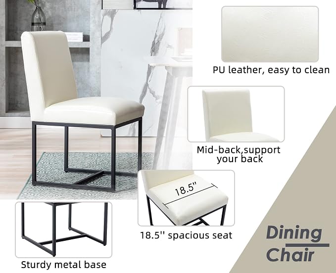 CIMOTA Modern Dining Chairs Set of 8, Leather Dining Room Chairs Upholstered - Image 4