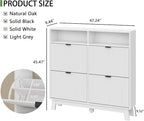 Shoe Cabinet with 4 Flip Drawers, Hidden Slim Wooden Shoe Rack Cabinet - Image 2