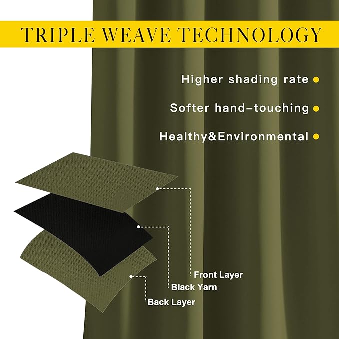 NICETOWN Room Darkening 118 inch Long Curtains, Grommet Thermal Drapes Weighted - Image 3