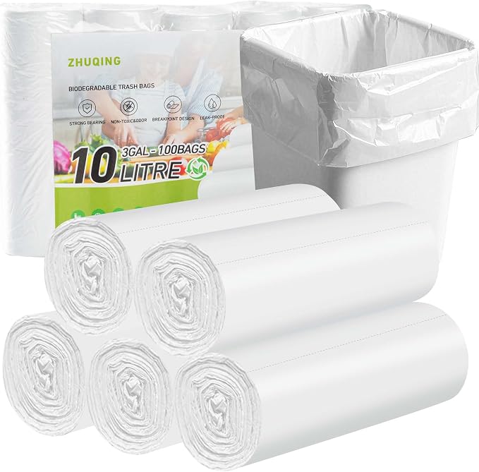 Zhuqing 3 Gallon Trash Bags, 10L Biodegradable Garbage Bags by Zhuqing