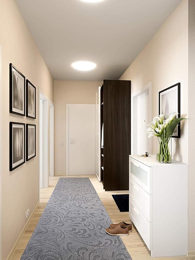 Custom Length Hallway Runner Rug, Slip Resistant, Floral Grey, 26 Inch X 12 feet - Image 3