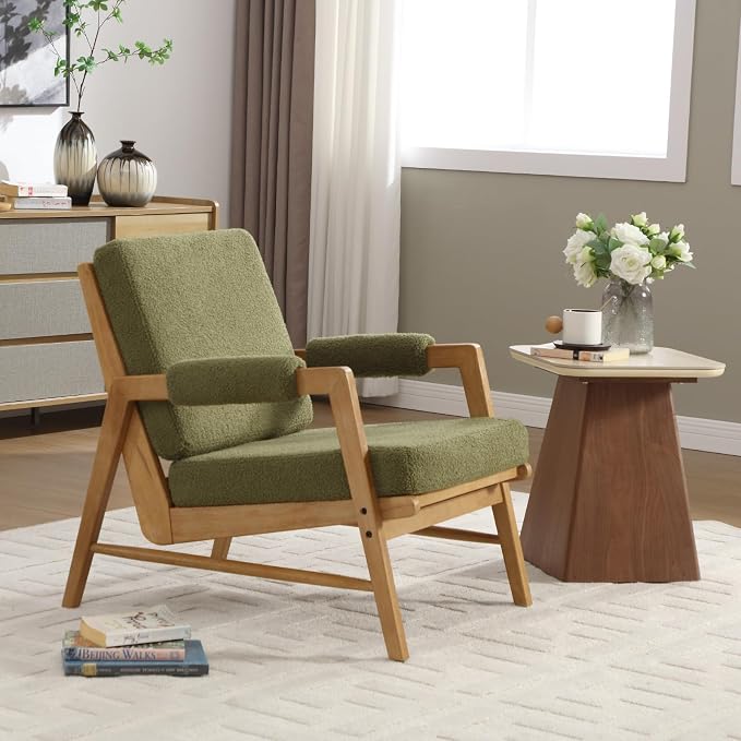 HEAH-YO Modern Accent Chair Set of 2, Upholstered Boucle Fabric Living Room - Image 2