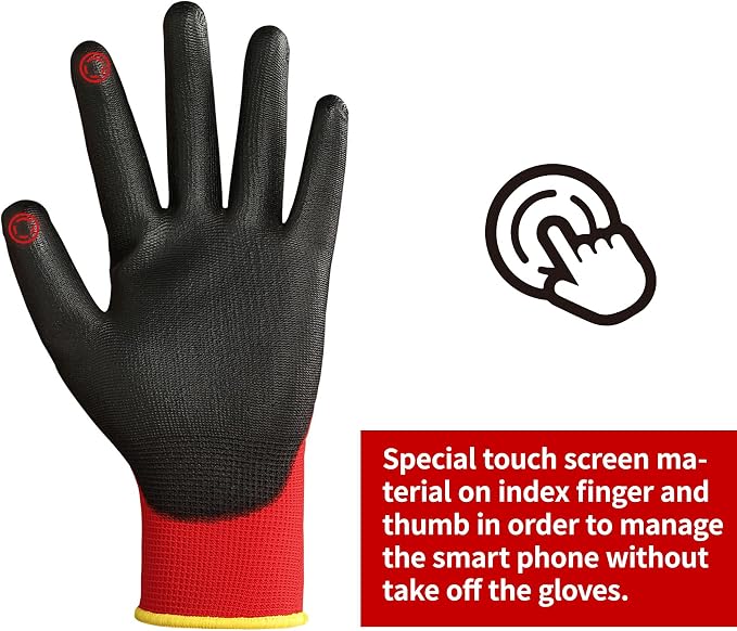 DULFINE Safety Work Gloves PU Coated - Image 2