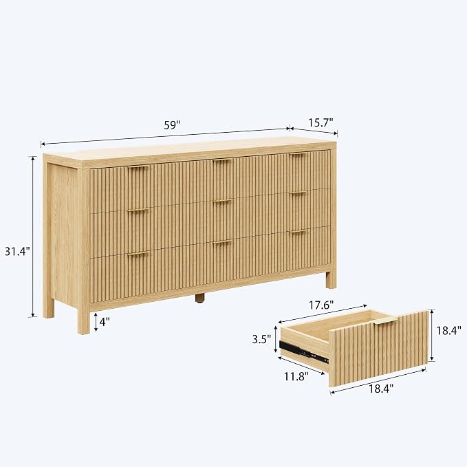 ZXSHD 9 Drawers, Modern Large Chest Mid Century Modern Dresser TV Stand - Image 2