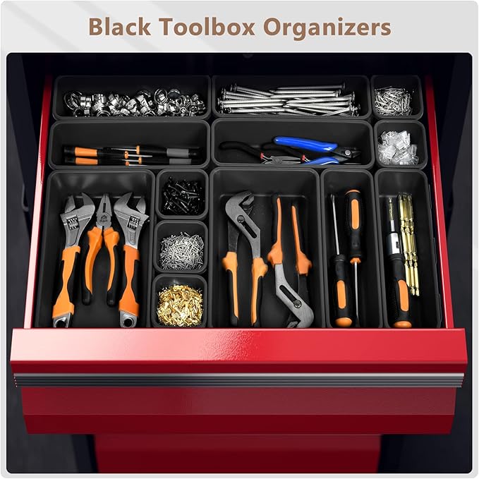 A-LuGei 【42PCS】【Black】 Tool Box Organizer Tray Divider Set, Desk Drawer - Image 2