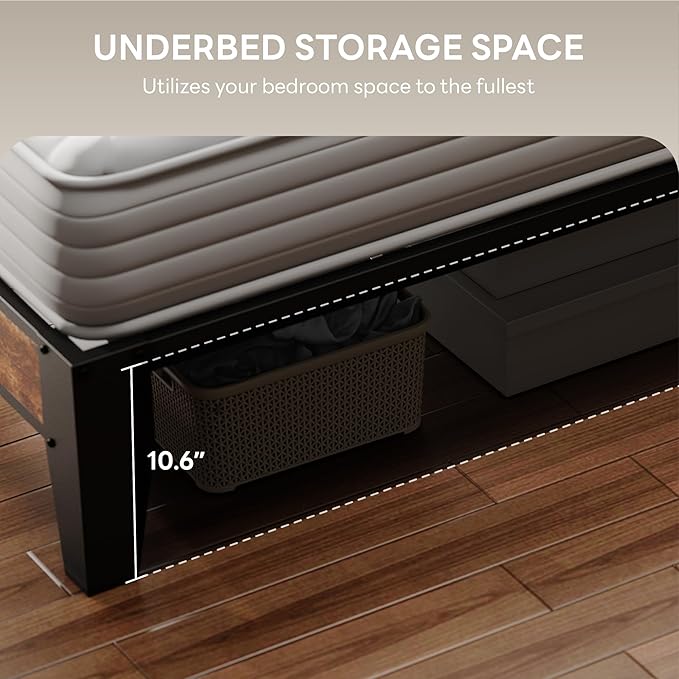 LIKIMIO Full XL Bed Frame, Storage Headboard - Image 4