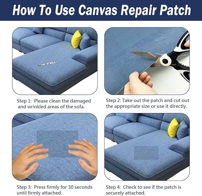 Canvas Repair Patch, 17X79 Inch Strong Sticky Fabric Repair Tape, Self-Adhesive - Image 5