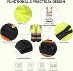 TICONN Reflective Safety Vest High Visibility Class II Mesh Vest - Image 2