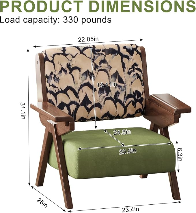 Accent Chair Mid Century Modern Chair, Velvet Upholstered Lounge Arm Chair - Image 2