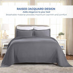 Superior 3 Piece Basketweave Cotton Bedspread Set, Home Bed Decor, Decorative - Image 8