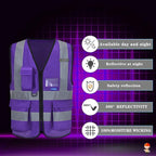 Hi Reflective Safety Vest, Hi Vis Bright Neon Colors Safety Vest - Image 4