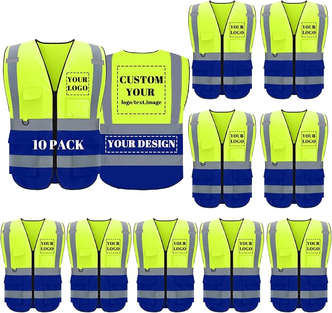 BeautyWill Custom Safety Vest Logo Class 2 High Visibility Reflevtive Vest by BeautyWill