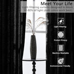 SMILETIME Black Crushed Velvet Curtains 52x96 inch Luxurious Thermal Insulated - Image 4