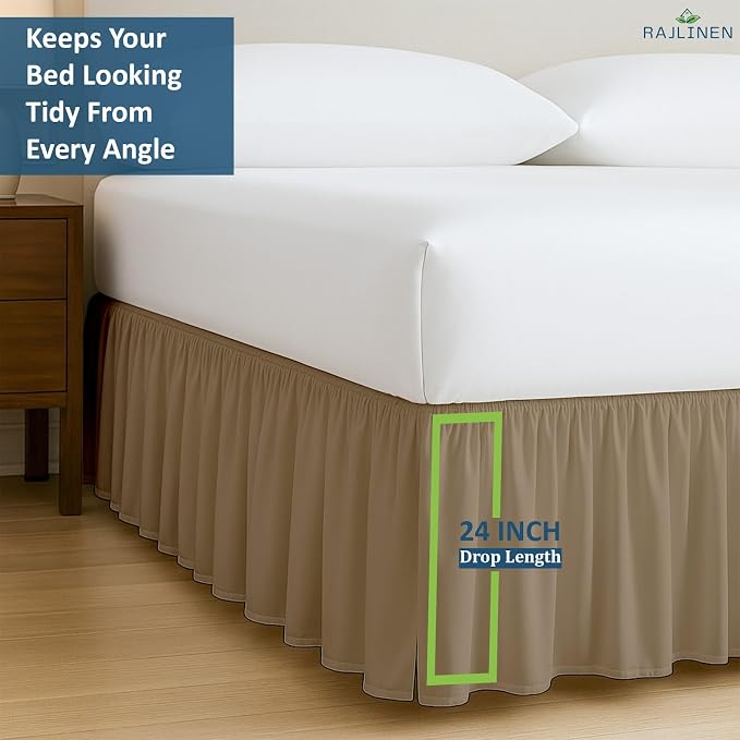 Rajlinen Ruffled Bed Skirt Twin, 24 Inch Drop Dust Ruffle - Image 6