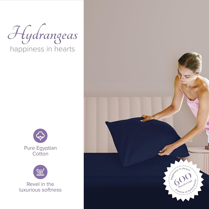 Carressa Linen 100% Egyptian Cotton Pillow Cases Queen Size Set of 2 - Image 2