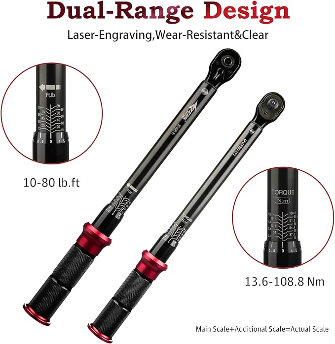 AEROFORCE 3/8-Inch Drive Torque Wrench（10-80 lb.ft / 13.6-108.8 Nm), 72 Tooth - Image 3
