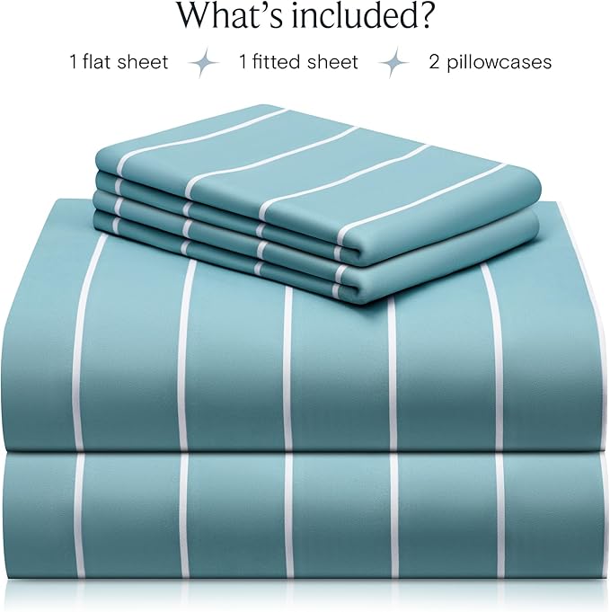 LuxClub 4 PC Queen Sheet Set, Deep Pockets Wrinkle Free Cooling Bed Sheets - Image 2