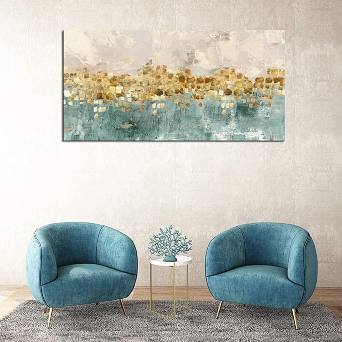 DZL Art A74650 brown And blue Abstract Painting Modern Decor Wall Art Tan color - Image 4
