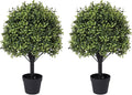 27“ Realistic Artificial Boxwood Topiary Trees Set of 2, Faux Plants Outdoor by Azoco