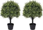 27“ Realistic Artificial Boxwood Topiary Trees Set of 2, Faux Plants Outdoor by Azoco
