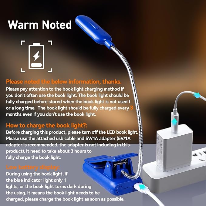 VAVOFO Rechargeable Book Light for Reading in Bed Kids, 7 LED Reading Light - Image 5