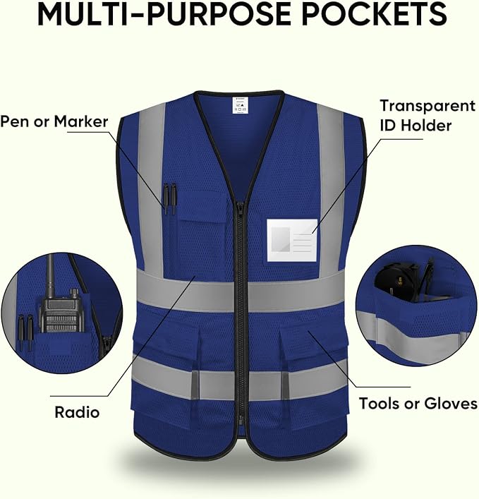 TICONN Reflective Safety Vest High Visibility Class II Mesh Vest - Image 4