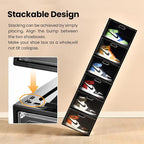 8 Pack Shoe Boxes Black Plastic Stackable, Large Shoe Storage Organizer - Image 4