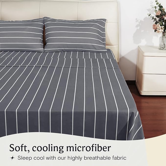 LuxClub 4 PC Full Sheet Set, Deep Pockets Wrinkle Free Cooling Bed Sheets Hotel - Image 3