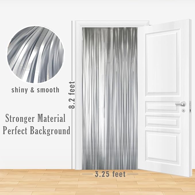GOER 3.2 ft x 8.2 ft Metallic Tinsel Foil Fringe Curtains Party Photo Backdrop - Image 2