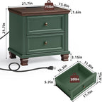 Farmhouse Nightstand Set of 2 for Bedroom, Mid-Century Low Nightstands - Image 2