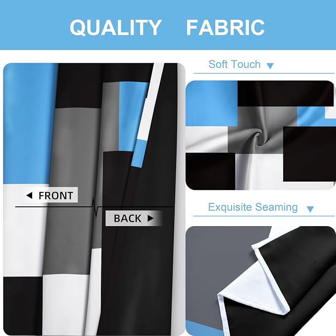 Light Blue 100% Blackout Curtains 45 inch Length 2 Panels Set White Grey Modern - Image 6