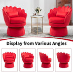 360° Swivel Accent Chair, Mid-Century Modern Velvet Barrel Chair, Comfy Shell - Image 6