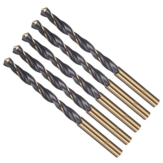 Drill Bit, 6.2mm Cutting Diameter, 4341 HSS Gold and Black 118° Cutting Angle by CoCud