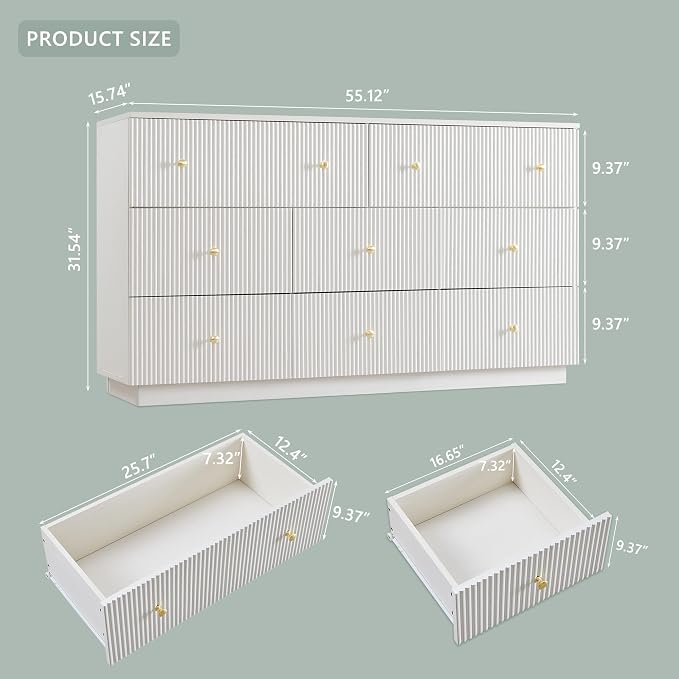 Fluted Dresser for Bedroom, Wood Tall Dresser Storage Organizer, Modern Bedroom - Image 2