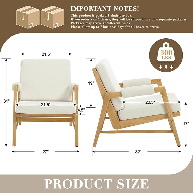 HEAH-YO Modern Accent Chair, Upholstered Linen Fabric Living Room Chair - Image 2