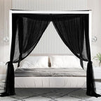 South to East Black Canopy Bed Curtains, 4 Corner Post Bed Canopy - Image 8