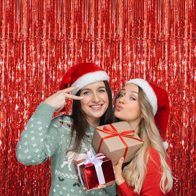 GOER 3.2 ft x 8.2 ft Metallic Tinsel Foil Fringe Curtains Party Photo Backdrop - Image 4