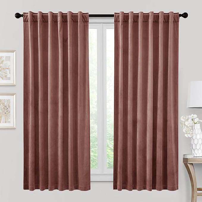 RYB HOME Heavy Duty Velvet Curtains & Drapes, Room Darkening Noise Reducing by RYBHOME