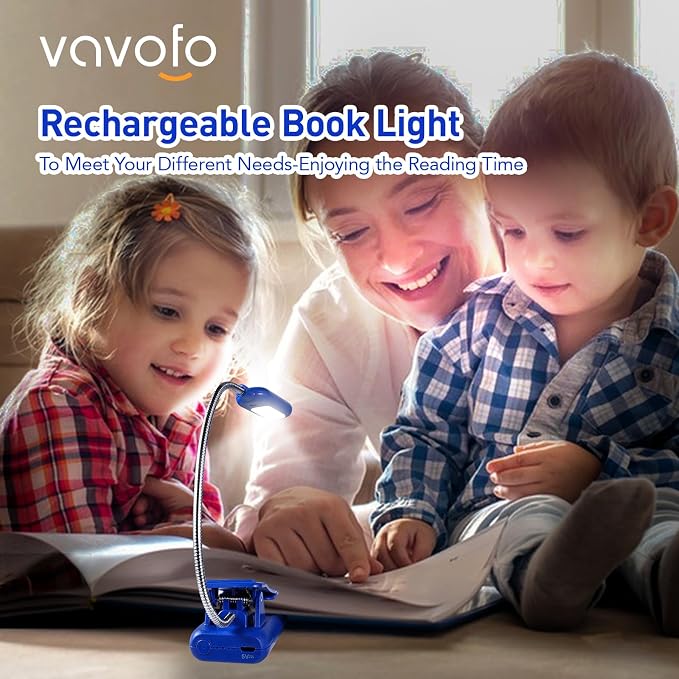 VAVOFO Rechargeable Book Light for Reading in Bed Kids, 7 LED Reading Light - Image 2